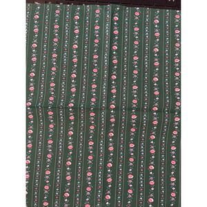 Vintage Springs Industries Cinderella Floral Stripe Fabric Forest Green Pink 1yd